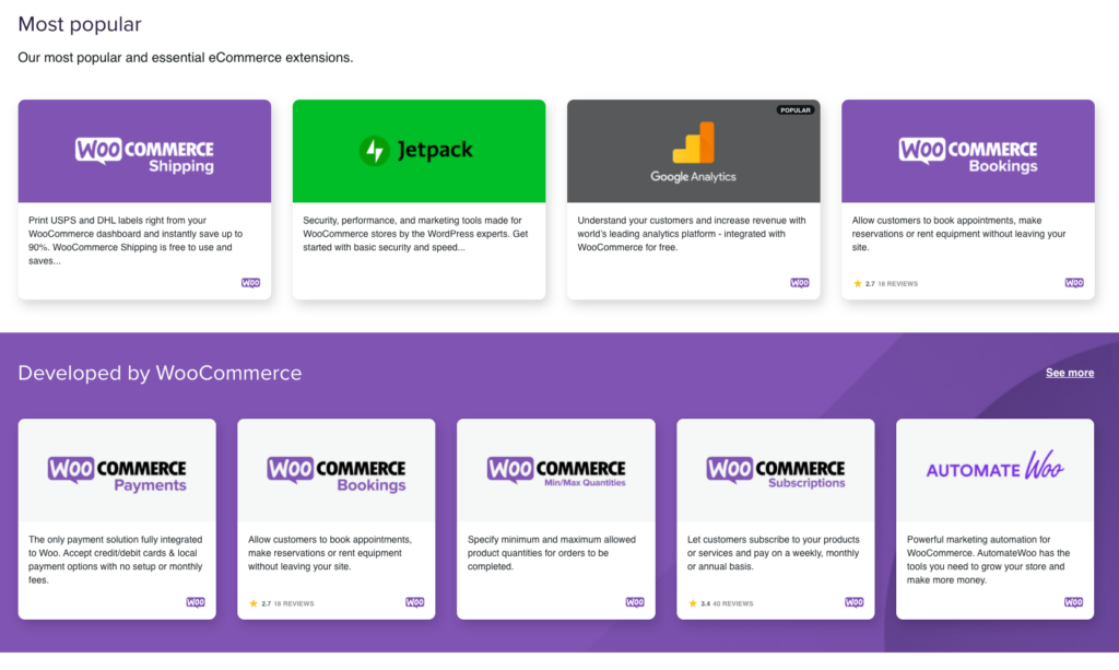 eCommerce Platform Add-Ons | Overview of WooCommerce add-on functionalities
