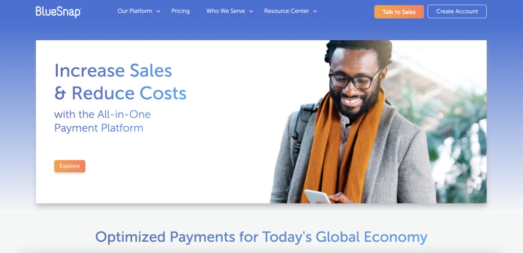 BlueSnap Payment Gateway Homepage