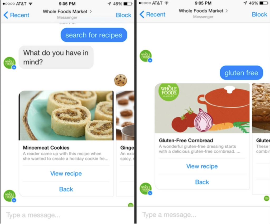 Whole Foods intuitive chatbot